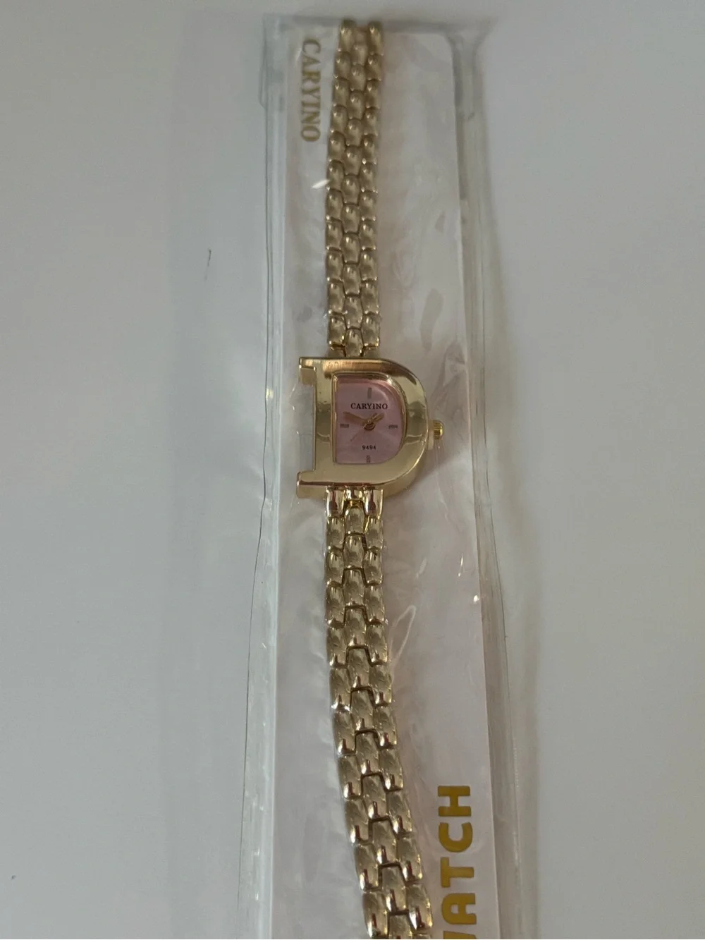 Gold-Tone Pink Dial Women's Bracelet Watch